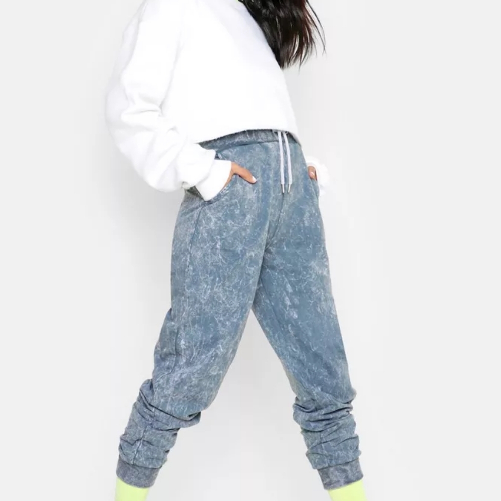 Acid Wash Drawstring Joggers, 100% Cotton, Size 2, XS
